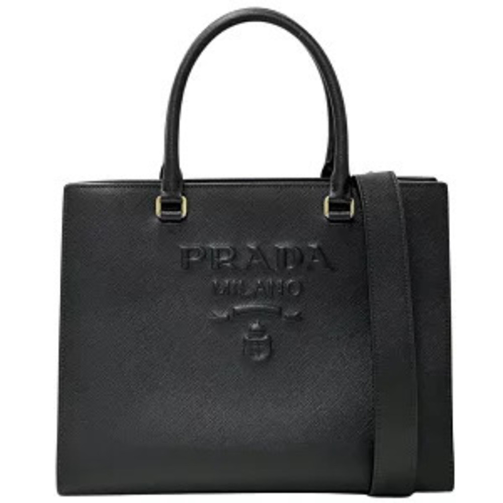 Prada Bag Handbag Shoulder Saffiano Black Leather Triangle Logo